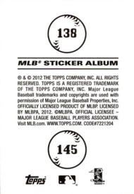 2012 Topps Stickers #138 / 145 Red Sox / Athletics Back