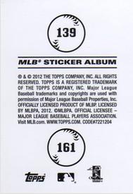 2012 Topps Stickers #139 / 161 White Sox / Pirates Back