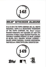 2012 Topps Stickers #142 / 149 Kansas City Royals / Toronto Blue Jays Back
