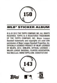 2012 Topps Stickers #150 / 143 Diamondbacks / Twins Back