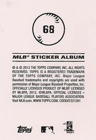 2012 Topps Stickers #68 Jhonny Peralta Back