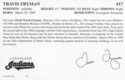 2000 Barry Colla #800 Travis Fryman Back
