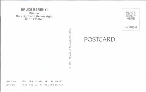1985 TCMA New York Mets Postcards #NYM85-6 Bruce Berenyi Back
