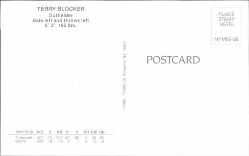 1986 TCMA New York Mets Postcards #NYM86-36 Terry Blocker Back