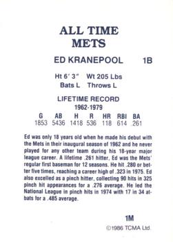 1986 TCMA All-Time New York Mets - Color #1M Ed Kranepool Back