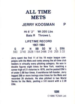 1986 TCMA All-Time New York Mets - Color #10M Jerry Koosman Back