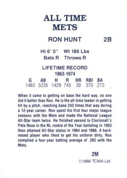 1986 TCMA All-Time New York Mets #2M Ron Hunt Back