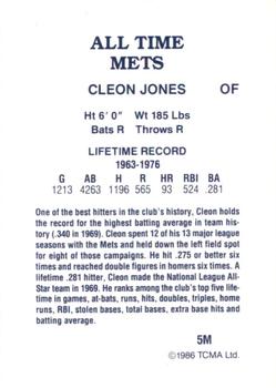 1986 TCMA All-Time New York Mets #5M Cleon Jones Back