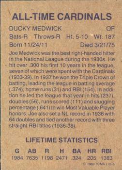 1983 TCMA All-Time St. Louis Cardinals #5 Ducky Medwick Back