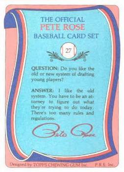 1985 Renata Galasso Pete Rose #27 Pete Rose Back