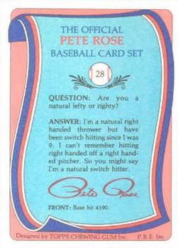 1985 Renata Galasso Pete Rose #28 Pete Rose Back