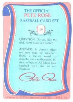 1985 Renata Galasso Pete Rose #49 Pete Rose Back