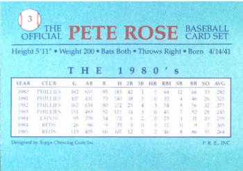 1985 Renata Galasso Pete Rose #3 Pete Rose Back