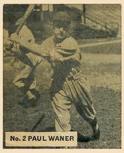 1936 World Wide Gum (V355) #2 Paul Waner Front