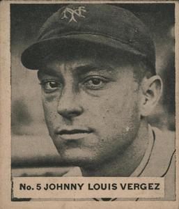1936 World Wide Gum (V355) #5 Johnny Vergez Front