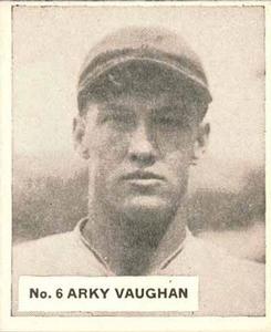 1936 World Wide Gum (V355) #6 Arky Vaughan Front