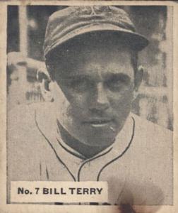 1936 World Wide Gum (V355) #7 Bill Terry Front