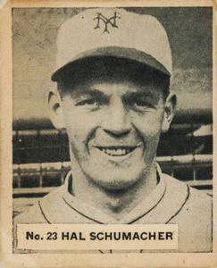 1936 World Wide Gum (V355) #23 Hal Schumacher Front