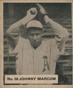 1936 World Wide Gum (V355) #58 Johnny Marcum Front
