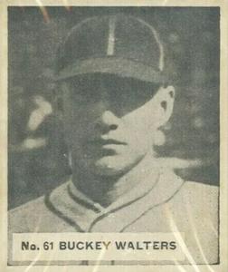 1936 World Wide Gum (V355) #61 Bucky Walters Front