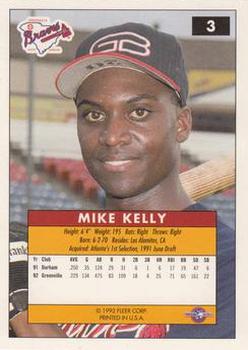 1992-93 Fleer Excel #3 Mike Kelly Back
