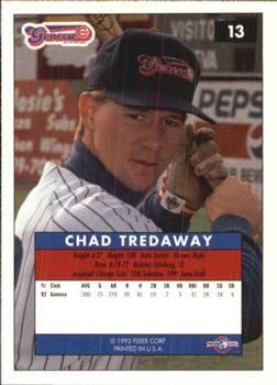 1992-93 Fleer Excel #13 Chad Tredaway Back