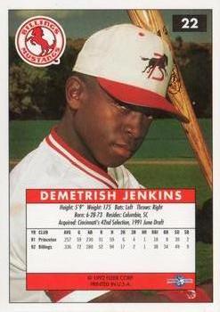 1992-93 Fleer Excel #22 Demetrish Jenkins Back