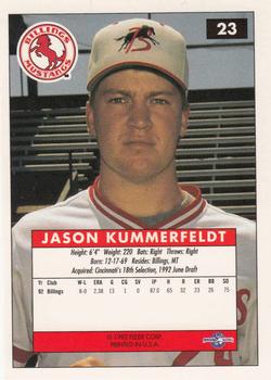 1992-93 Fleer Excel #23 Jason Kummerfeldt Back