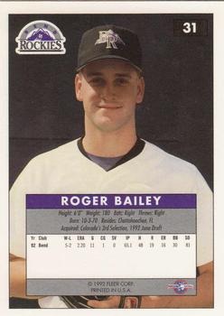 1992-93 Fleer Excel #31 Roger Bailey Back