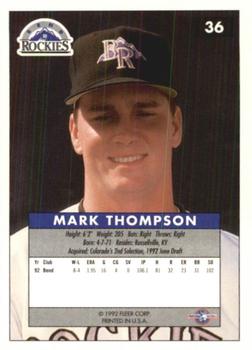 1992-93 Fleer Excel #36 Mark Thompson Back
