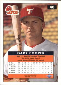 1992-93 Fleer Excel #40 Gary Cooper Back