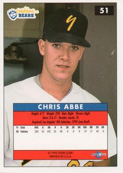 1992-93 Fleer Excel #51 Chris Abbe Back