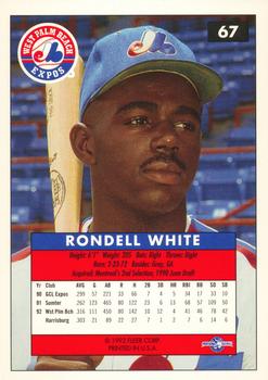 1992-93 Fleer Excel #67 Rondell White Back