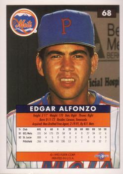 1992-93 Fleer Excel #68 Edgar Alfonzo Back
