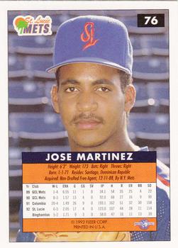 1992-93 Fleer Excel #76 Jose Martinez Back