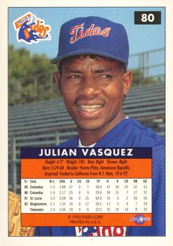 1992-93 Fleer Excel #80 Julian Vasquez Back