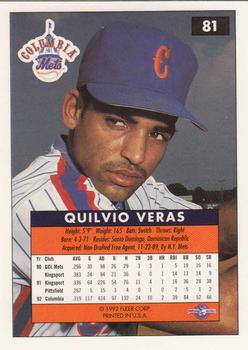 1992-93 Fleer Excel #81 Quilvio Veras Back