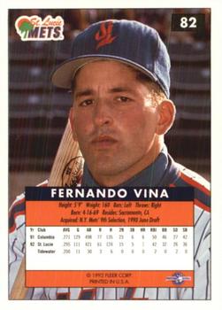 1992-93 Fleer Excel #82 Fernando Vina Back
