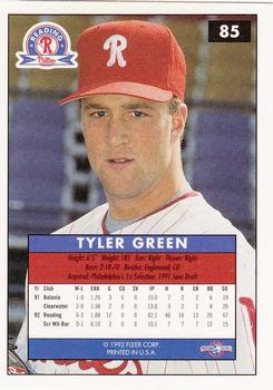 1992-93 Fleer Excel #85 Tyler Green Back