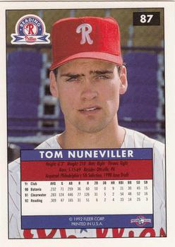 1992-93 Fleer Excel #87 Tom Nuneviller Back