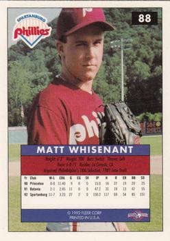 1992-93 Fleer Excel #88 Matt Whisenant Back