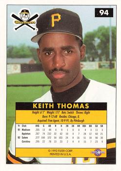 1992-93 Fleer Excel #94 Keith Thomas Back