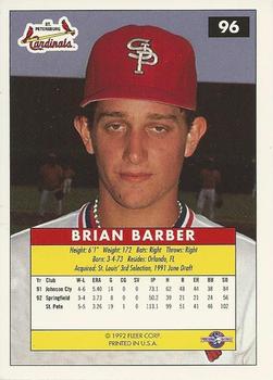 1992-93 Fleer Excel #96 Brian Barber Back
