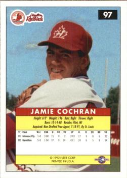 1992-93 Fleer Excel #97 Jamie Cochran Back