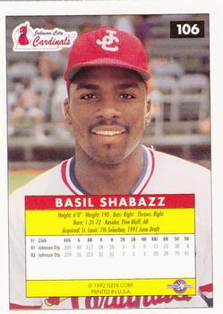 1992-93 Fleer Excel #106 Basil Shabazz Back