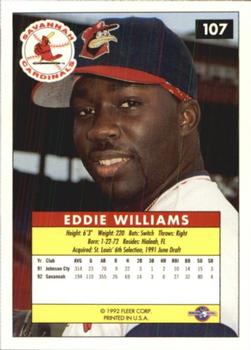 1992-93 Fleer Excel #107 Eddie Williams Back