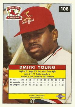 1992-93 Fleer Excel #108 Dmitri Young Back