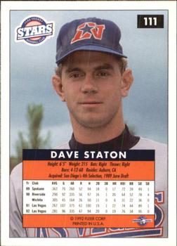 1992-93 Fleer Excel #111 Dave Staton Back