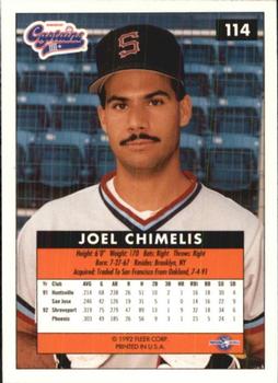 1992-93 Fleer Excel #114 Joel Chimelis Back