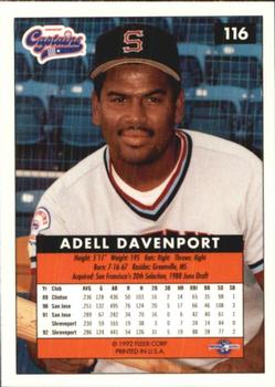 1992-93 Fleer Excel #116 Adell Davenport Back